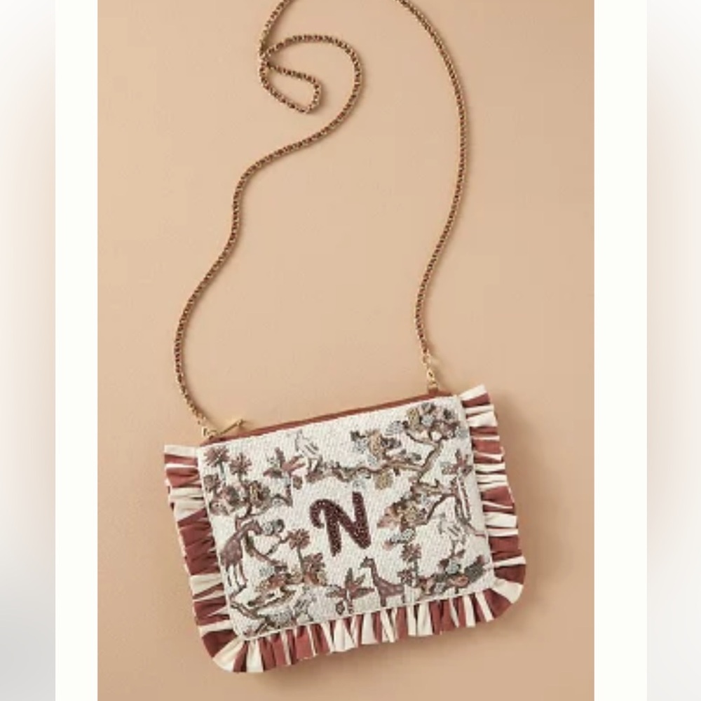 BEADED MONOGRAM CLUTCH